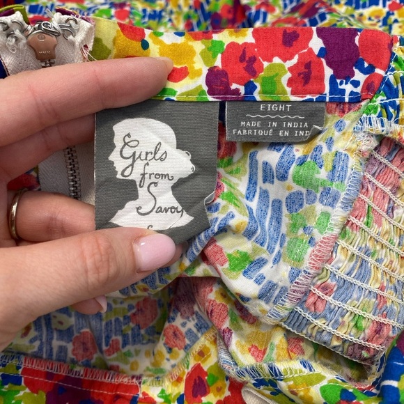 Girls From Savoy Floral Halter Dress Sz 8 Garden Party Retro Style Summer Cockta - Picture 3 of 14